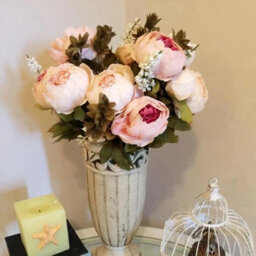 Lifelike Pink Peony Artificial Flower Bouquet - 13 Heads Silk & Plastic 50Cm Tall For Home, Wedding & Events - thumbnail 3