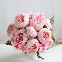 Lifelike Pink Peony Artificial Flower Bouquet - 13 Heads Silk & Plastic 50Cm Tall For Home, Wedding & Events - thumbnail 1