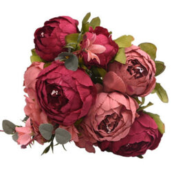 Lifelike Pink Peony Artificial Flower Bouquet - 13 Heads Silk & Plastic 50Cm Tall For Home, Wedding & Events - thumbnail 8