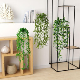 2 Pack 2 - Piece Artificial Hanging Plants, Faux Indoor Wall Decoration Plants, Small Light Green Tea Leaves With White Spray - thumbnail 2