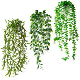 2 Pack 2 - Piece Artificial Hanging Plants, Faux Indoor Wall Decoration Plants, Small Light Green Tea Leaves With White Spray - thumbnail 7