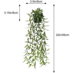 2 Pack 2 - Piece Artificial Hanging Plants, Faux Indoor Wall Decoration Plants, Small Light Green Tea Leaves With White Spray - thumbnail 9