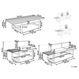 Beliani Garden Lounge Set With Table 3 Seater Giaveno Acacia Wood Off-White - thumbnail 3