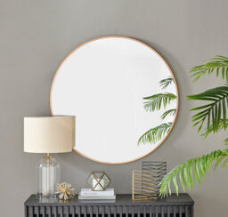 Furniturebox Emma 100Cm Large Art Deco Copper Metal Frame Round Hallway Bedroom Dining And Living Room Wall Mirror - thumbnail 3