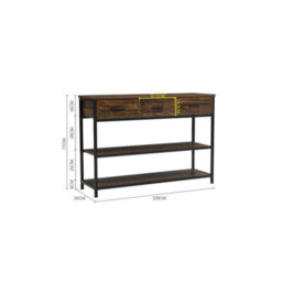 3 Drawer Side Table W/ Storage Shelves Industrial Console Hallway Table - thumbnail 2