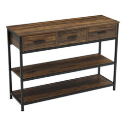 3 Drawer Side Table W/ Storage Shelves Industrial Console Hallway Table - thumbnail 1