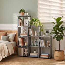 Freestanding Bookshelf Bookcase Cube Storage Shelves Organiser 4 Tier 5 Tier Black - thumbnail 3