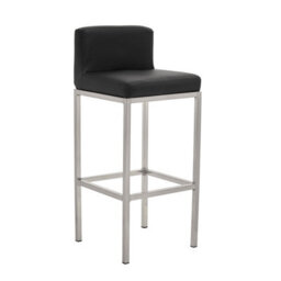 Orsina Black Pu And Chrome Finish Bar Chair, Glam Touch Indoor Metal Bar Stool, Footrest Bar Chair - thumbnail 9
