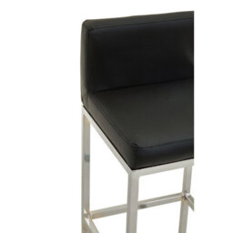 Orsina Black Pu And Chrome Finish Bar Chair, Glam Touch Indoor Metal Bar Stool, Footrest Bar Chair - thumbnail 5