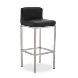 Orsina Black Pu And Chrome Finish Bar Chair, Glam Touch Indoor Metal Bar Stool, Footrest Bar Chair