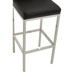 Orsina Black Pu And Chrome Finish Bar Chair, Glam Touch Indoor Metal Bar Stool, Footrest Bar Chair - thumbnail 6