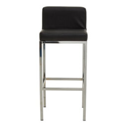 Orsina Black Pu And Chrome Finish Bar Chair, Glam Touch Indoor Metal Bar Stool, Footrest Bar Chair - thumbnail 2