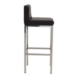 Orsina Black Pu And Chrome Finish Bar Chair, Glam Touch Indoor Metal Bar Stool, Footrest Bar Chair - thumbnail 3