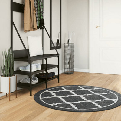 Berkfield Rug Washable Black And White Size  120 Cm Anti Slip - image 1
