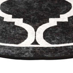 Berkfield Rug Washable Black And White Size  120 Cm Anti Slip - thumbnail 4