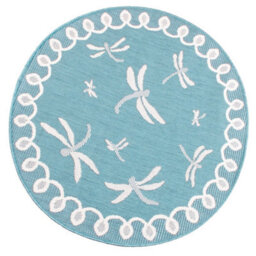 Teal Outdoor Rug, Animal Bordered Stain-Resistant Rug For Patio Garden Balcony, Modern Outdoor Area Rug-120Cm (Circle) - thumbnail 5