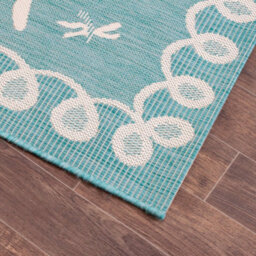 Teal Outdoor Rug, Animal Bordered Stain-Resistant Rug For Patio Garden Balcony, Modern Outdoor Area Rug-120Cm (Circle) - thumbnail 3