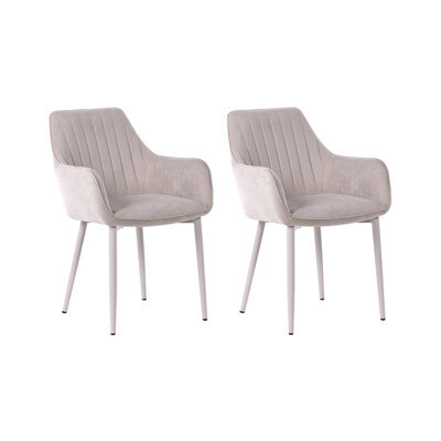 Beliani Set Of 2 Dining Chairs Wellston Fabric Beige - image 1