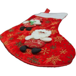 HSD Christmas Stocking With Glitter Santa & Snowmen - Festive Holiday Decoration For Tree, Mantel & Home Decor - thumbnail 2
