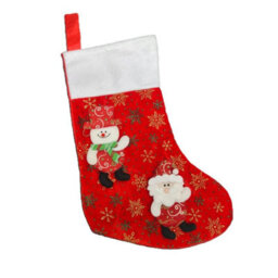 HSD Christmas Stocking With Glitter Santa & Snowmen - Festive Holiday Decoration For Tree, Mantel & Home Decor