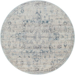 Livabliss Round Ankara-Vintage Grey Blue Traditional Boho Living Dining Bedroom Rug 200 X 200 Cm Easy Care, Non Shedding - thumbnail 1