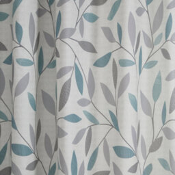 Fusion Beechwood Leaf Trail Pair Of 100% Cotton Duck Egg Eyelet Curtains - thumbnail 3