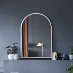 Mirroroutlet The Arcus White Metal Framed Arched Mirror 100Cm X 70Cm