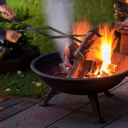 "25"" Long Black Cast Iron Heavy Duty Fire Tongs Campfire Wood Log Grabber Tool" - thumbnail 6