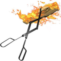 "25"" Long Black Cast Iron Heavy Duty Fire Tongs Campfire Wood Log Grabber Tool" - thumbnail 4
