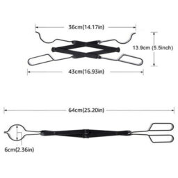 "25"" Long Black Cast Iron Heavy Duty Fire Tongs Campfire Wood Log Grabber Tool" - thumbnail 2