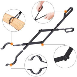 "25"" Long Black Cast Iron Heavy Duty Fire Tongs Campfire Wood Log Grabber Tool" - thumbnail 3