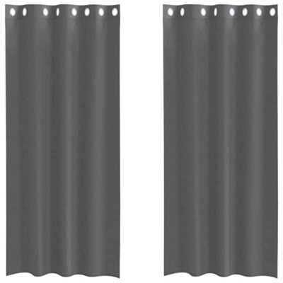 Berkfield Durable Voile Curtains With Grommets 2 Pcs Dark Grey 140X225 Cm