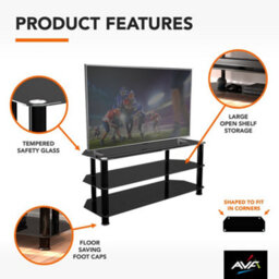 "Avf Classic 1.14M Glass Corner Tv Stand, For Tvs Up To 55"" - Black" - thumbnail 5