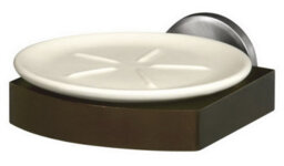 Bisk Solid Wood And Zamak Wall Mounted Grip + Ceramics Soap Dish Plate - thumbnail 1