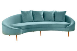 Orsina Durable Design 4 Seat Light Turquoise Sofa, Crescent Inspired Design Mid Century Sofa, Comfortable Sofa