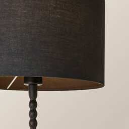 Valuelights Maeve Black Fabric Drum Lamp Shade Matte Black Bobbin Bobble Table Lamp - thumbnail 3