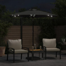 Walplus Garden Parasol With Leds And Steel Pole Anthracite 225X225X212Cm - thumbnail 3