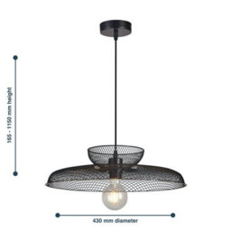 First Choice Lighting Set Of 2 Cassidy Two Tier Black Mesh Ceiling Pendant Lights - thumbnail 7