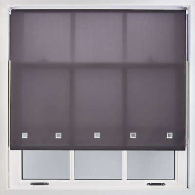 Trimmable Daylight Roller Blind With Square Eyelets And Metal Fittings By Furnished - Dark Grey (W)120Cm X (L)165Cm