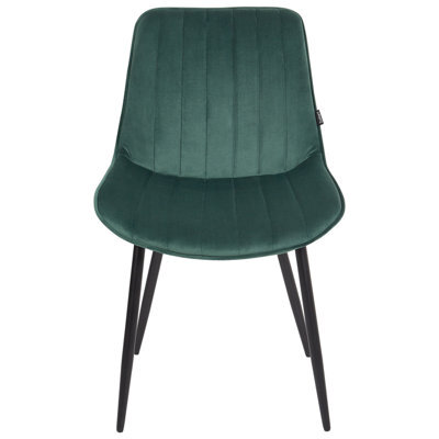Wyld And Coco Emerald Velvet Armless Dining Chairs Set Of 2 With Black Steel Legs - Compact Modern Design - image 1