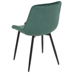Wyld And Coco Emerald Velvet Armless Dining Chairs Set Of 2 With Black Steel Legs - Compact Modern Design - thumbnail 6
