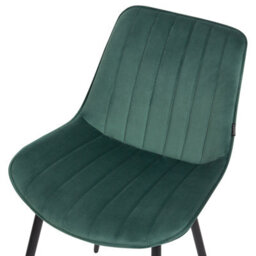 Wyld And Coco Emerald Velvet Armless Dining Chairs Set Of 2 With Black Steel Legs - Compact Modern Design - thumbnail 7