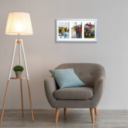 AK Frames 40X20Cm Silver Sleek Multi Photo Frame With White Mount - Holds 3 Apertures (3X) 6X4 Photos - thumbnail 3