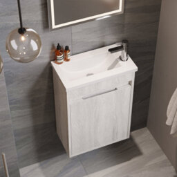 Banyetti Monda 390mm Wall Hung Cloakroom Vanity Unit - White Oak - thumbnail 3