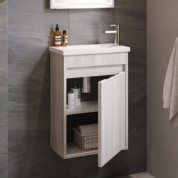 Banyetti Monda 390mm Wall Hung Cloakroom Vanity Unit - White Oak - thumbnail 2