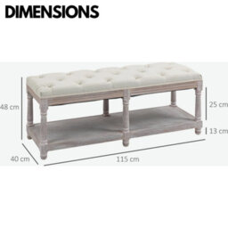 Rafaelo Mobilia Upholstered Wooden Bench Seat With Shelf Cream White - thumbnail 7