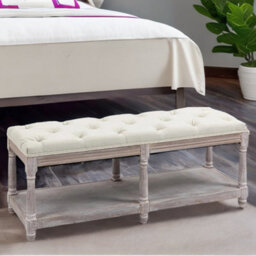 Rafaelo Mobilia Upholstered Wooden Bench Seat With Shelf Cream White - thumbnail 5