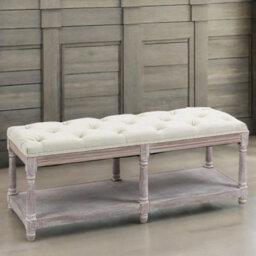 Rafaelo Mobilia Upholstered Wooden Bench Seat With Shelf Cream White - thumbnail 6
