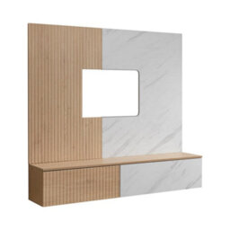 Arte Noir I Entertainment Unit Oak Cremona Marble White Led For Tvs Up To 70In - thumbnail 3