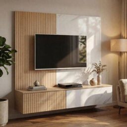 Arte Noir I Entertainment Unit Oak Cremona Marble White Led For Tvs Up To 70In - thumbnail 1